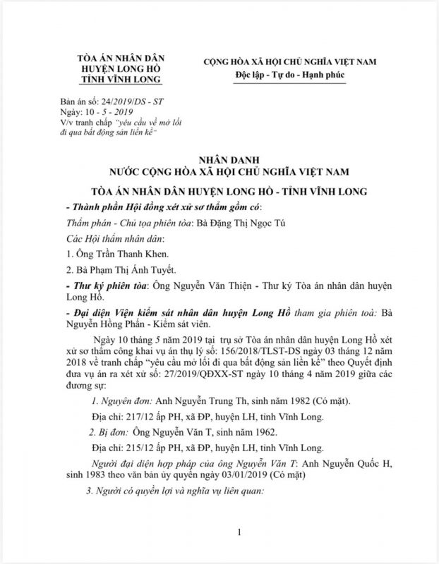 tranh chấp “yêu cầu về mở lối đi qua bất động sản liền kề”