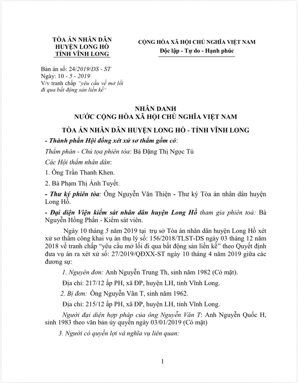 tranh chấp “yêu cầu về mở lối đi qua bất động sản liền kề”