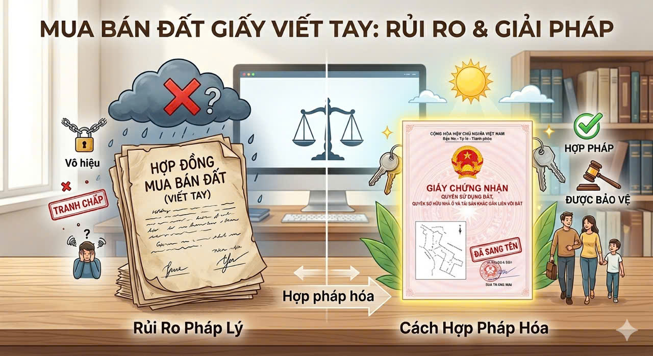 Mua Bán Đất Bằng Giấy Viết Tay: Rủi Ro Pháp Lý Và Cách Hợp Pháp Hóa Mới Nhất